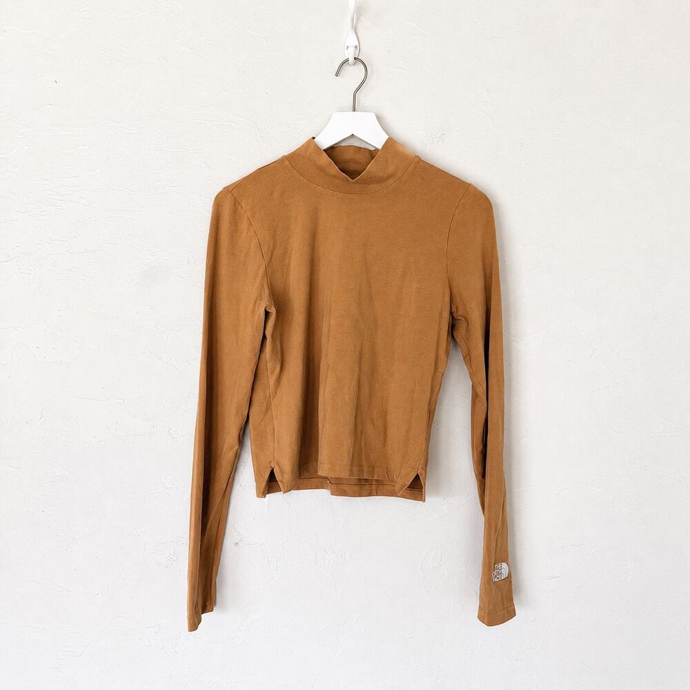The North Face Evolution Camel Brown Fitted Mock Neck Long Sleeve Top Small